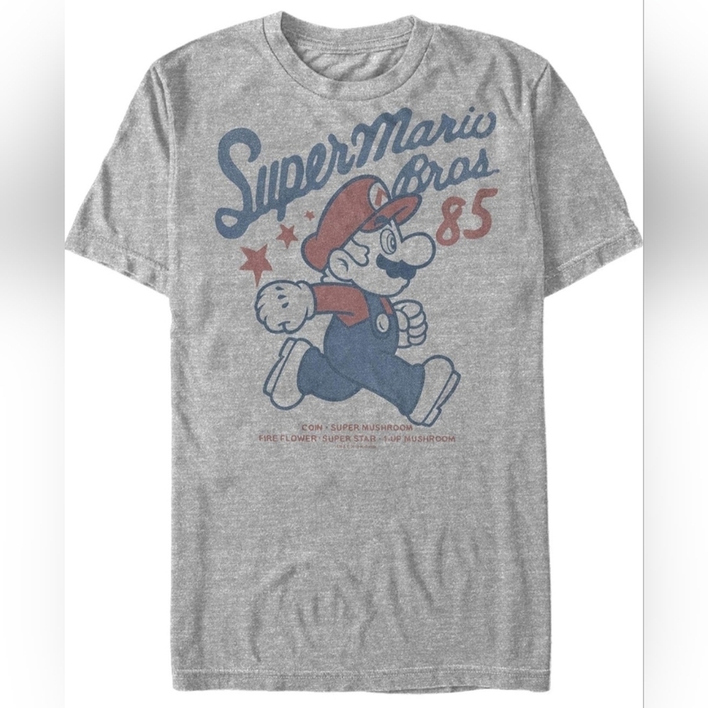 Nintendo Super Mario Bros 1985 Retro Men's Graphic T-Shirt, Size Medium, New